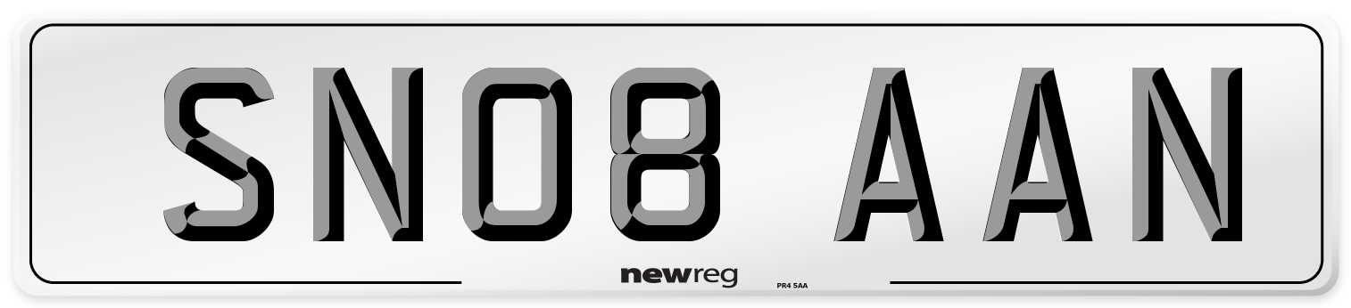 SN08 AAN Number Plate from New Reg